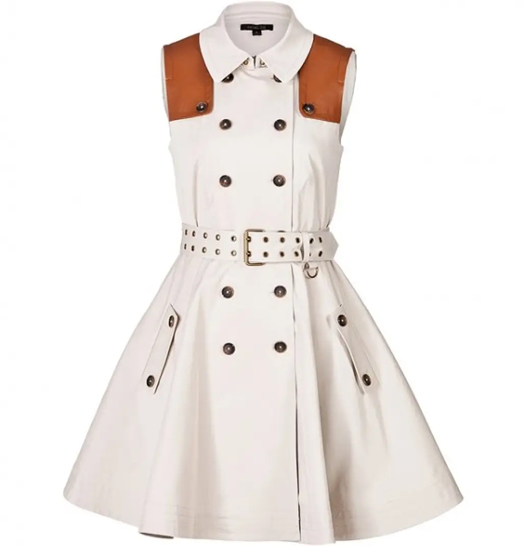 Stretch Cotton Trench Coat Dress