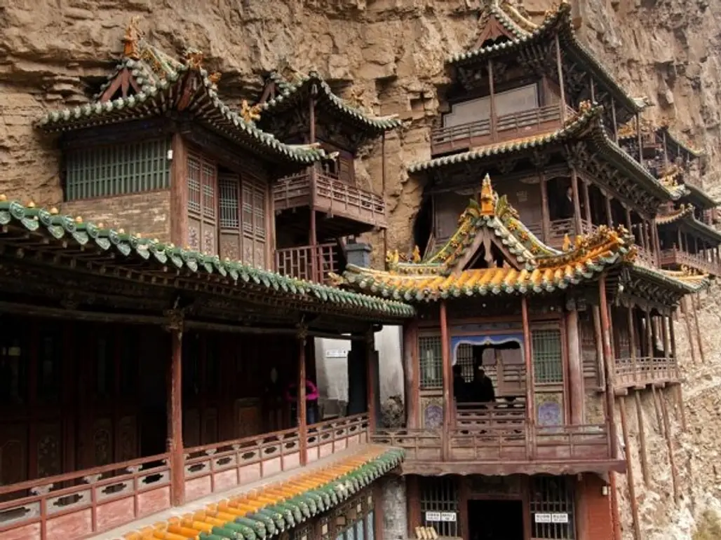 Hanging Temple,Mount Heng,chinese architecture,temple,historic site,