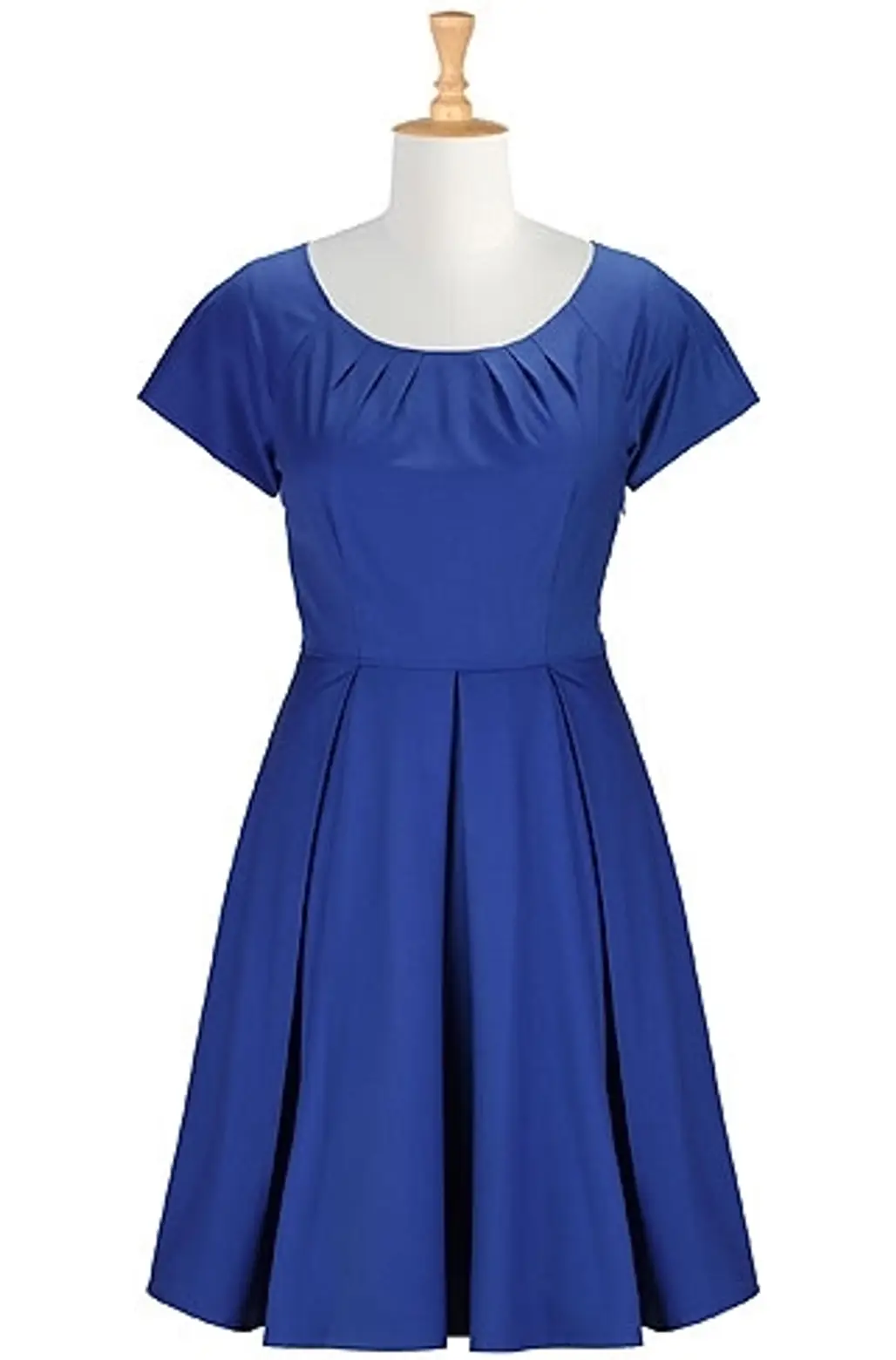 EShakti Pleat Neck a-Line Dress in Royal Blue