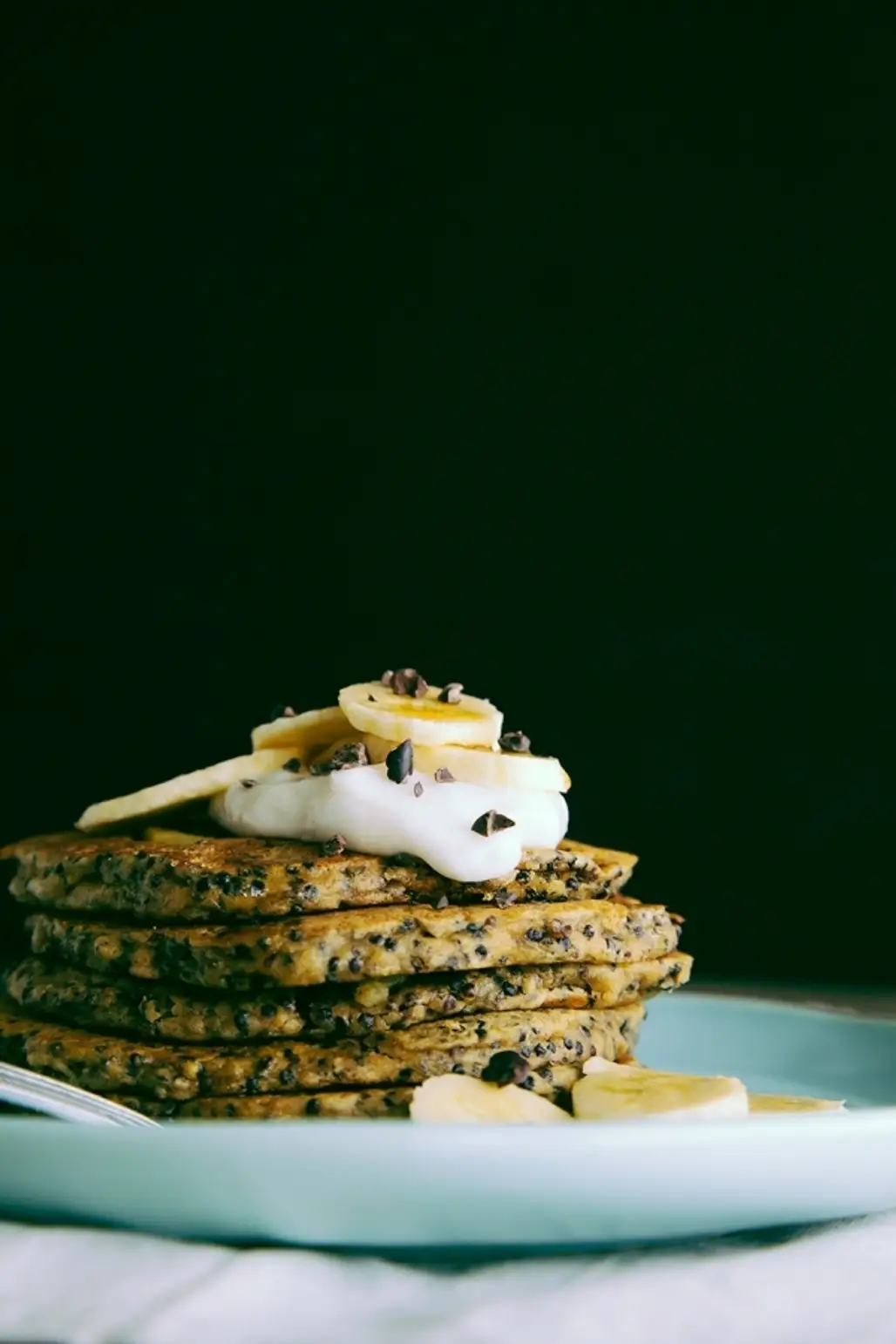 Coconut and Cacao Nibs Pancake Stack