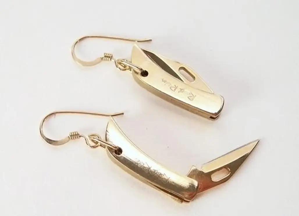 Tiny Folding Knife Earrings by YOUgNeek