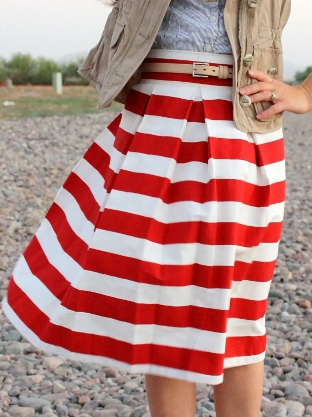Corilynn Red Awning Striped Skirt