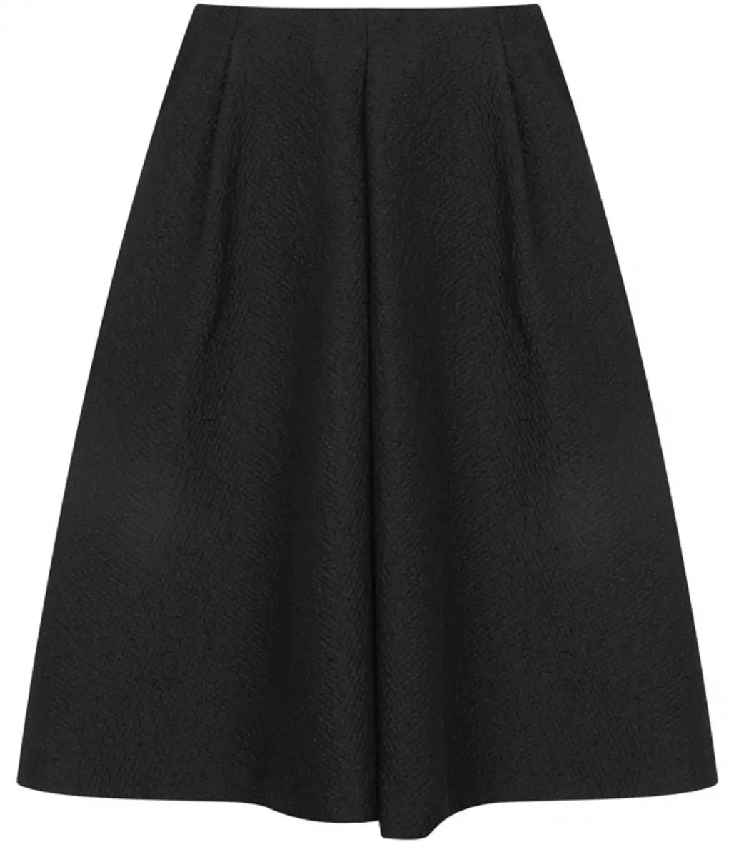 Textured Pleat Midi Skirt
