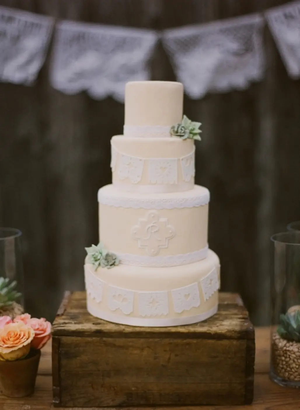 Succulent Rustic Wedding Cake