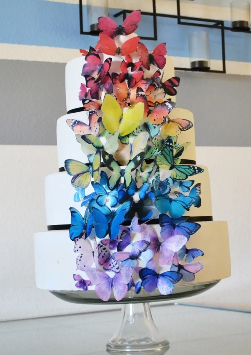 Butterfly Garden Rustic Wedding Cake