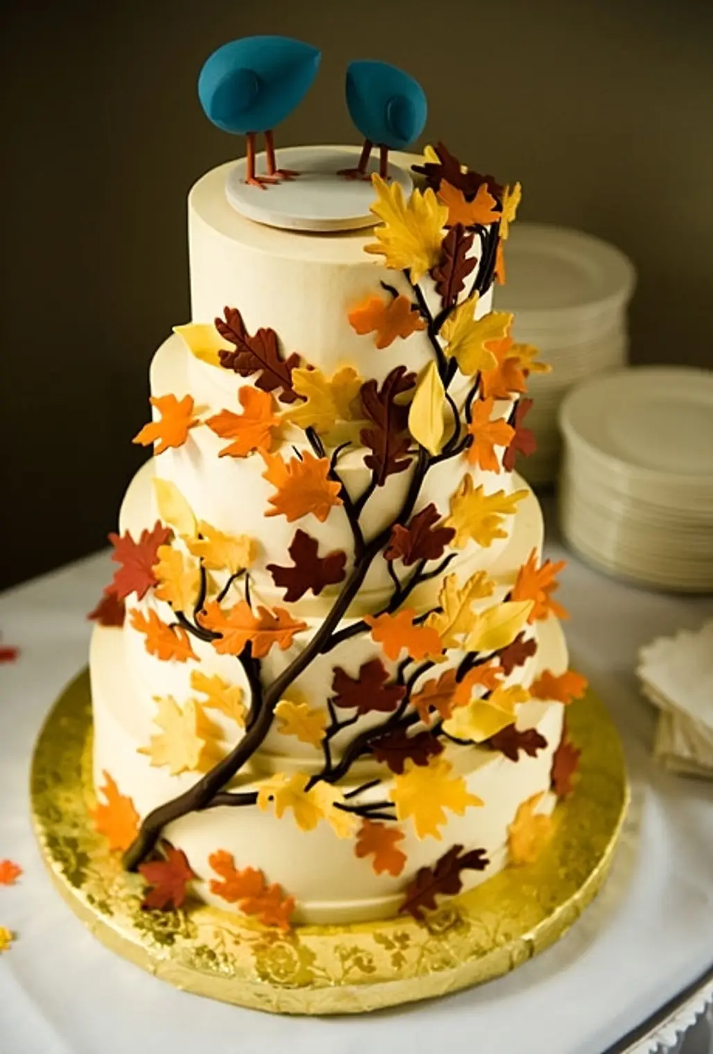 Rustic Leaf Wedding Cake
