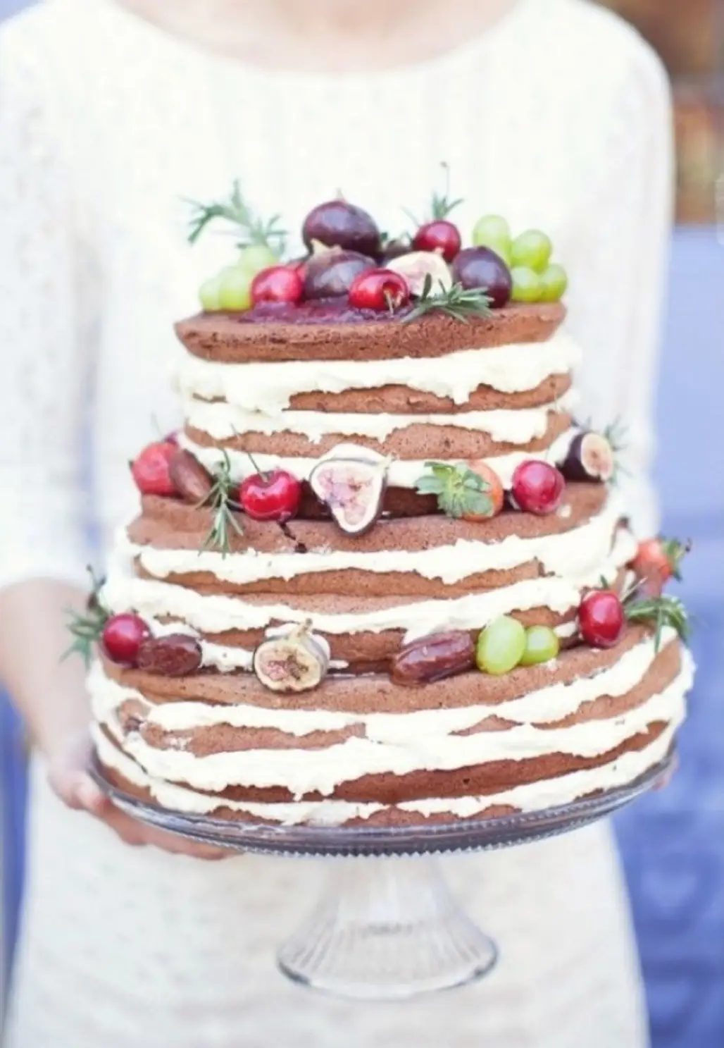 Unfrosted Rustic Wedding Cake