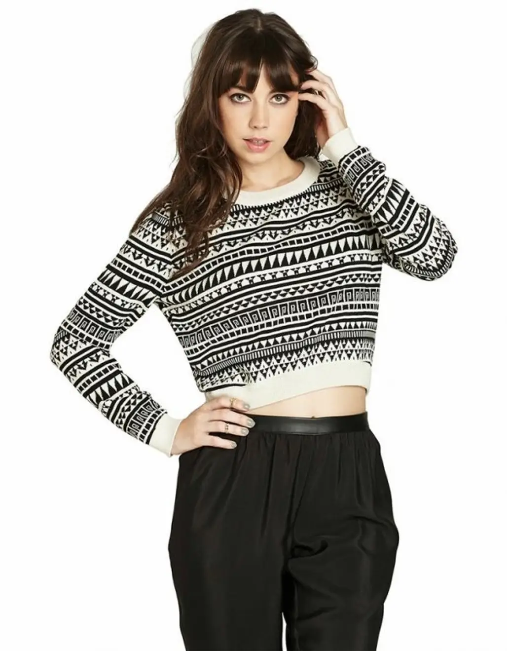Patterned Cropped Sweater