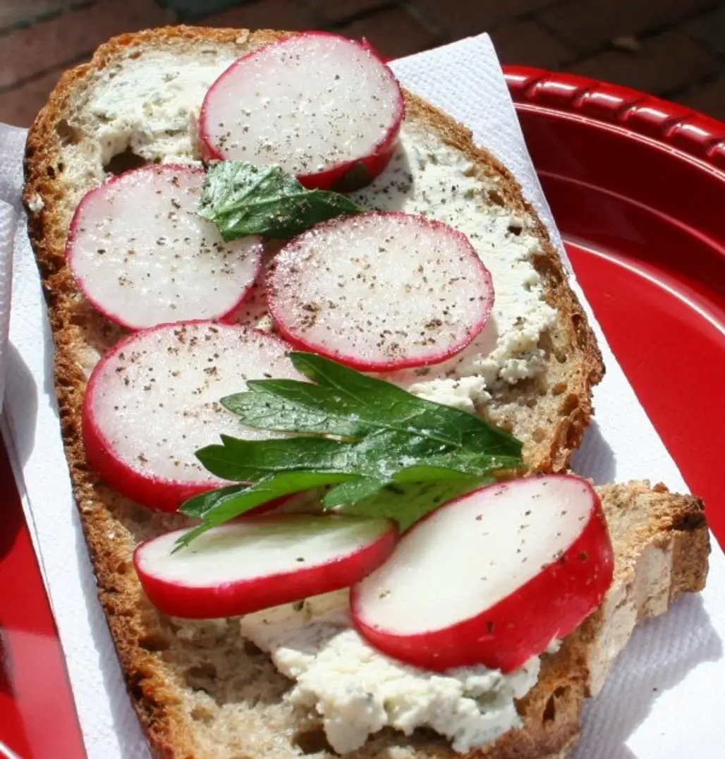 Bread with Radishes and Cream Cheese