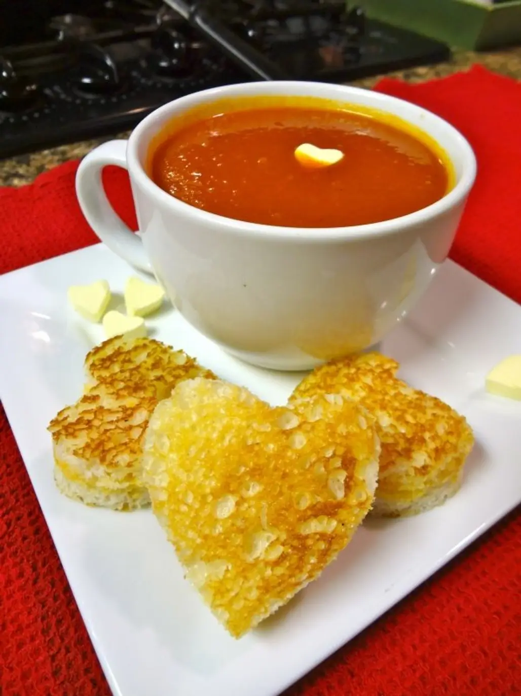 Serve Heart Shaped Sandwiches and Tomato Soup