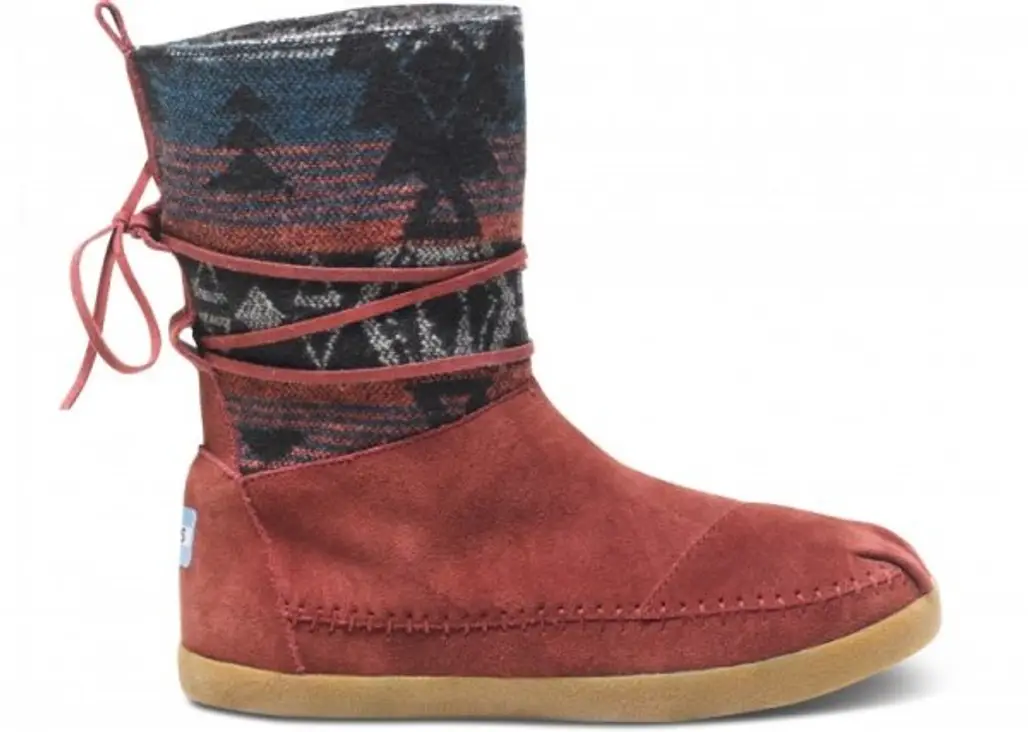 Burgundy Suede Jacquard Nepal Boots