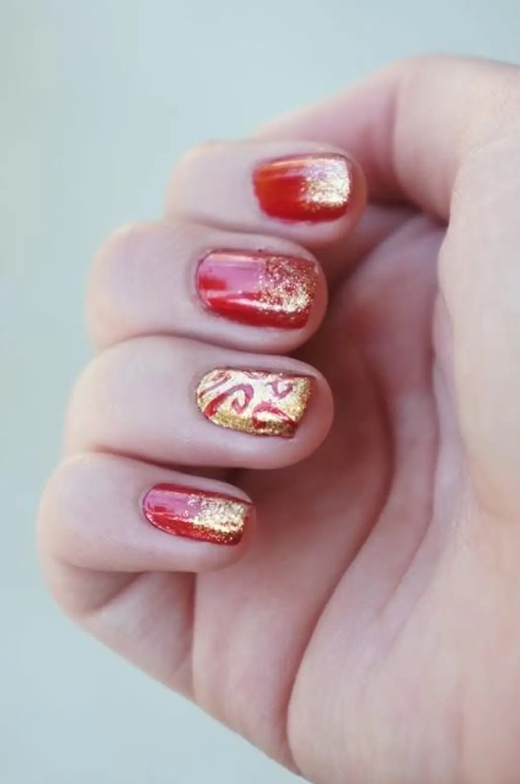Dark Red and Glittery Gold