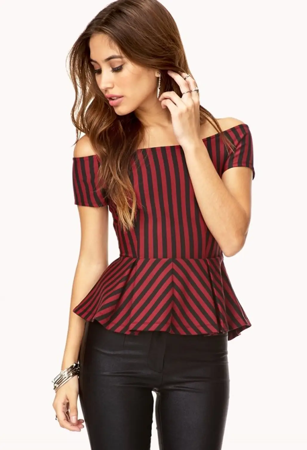 Forever 21 – SOPHISTICATED Stripes Peplum Top