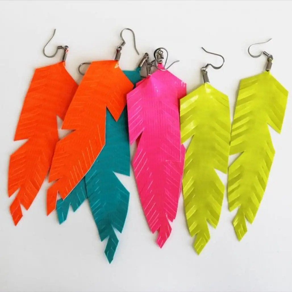 Feathered Duct Tape Earrings