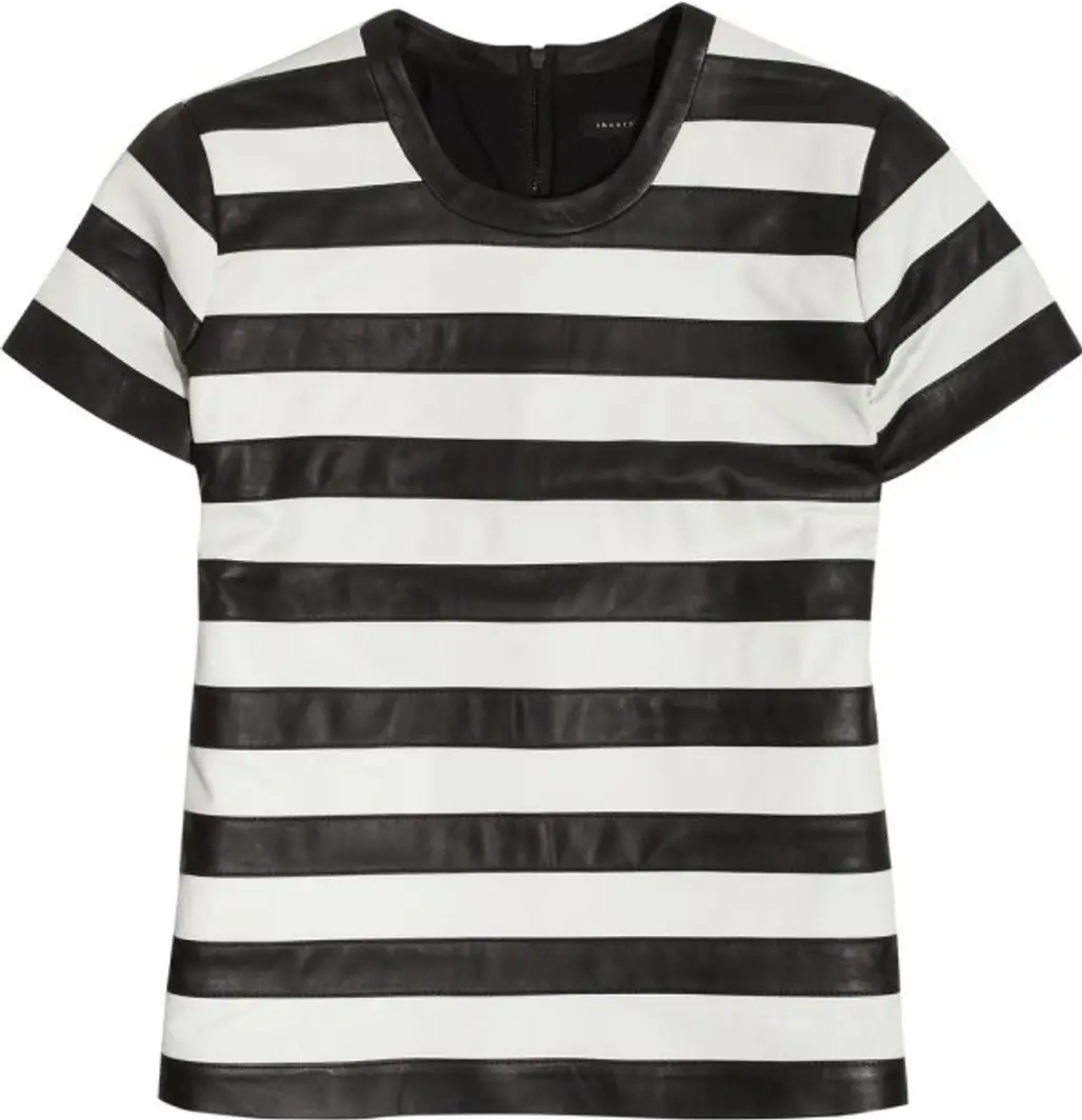 Theory Striped Leather Top