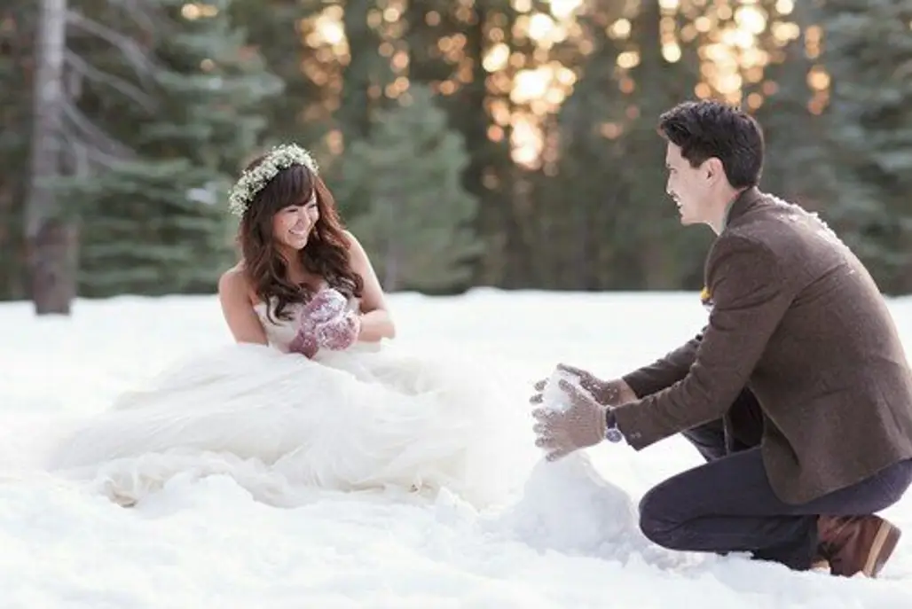 photograph, winter, bride, snow, gown,