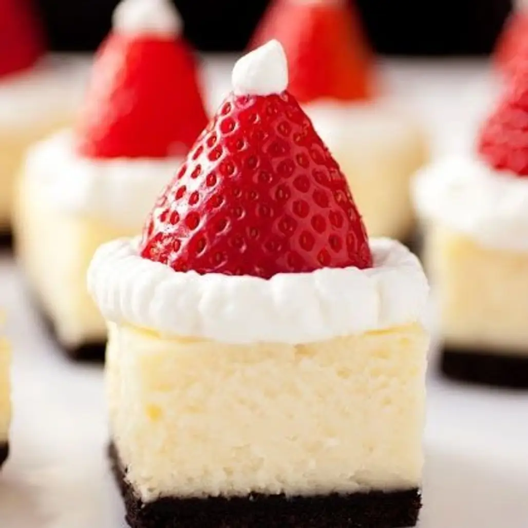 Santa Hats Cheesecake Bites