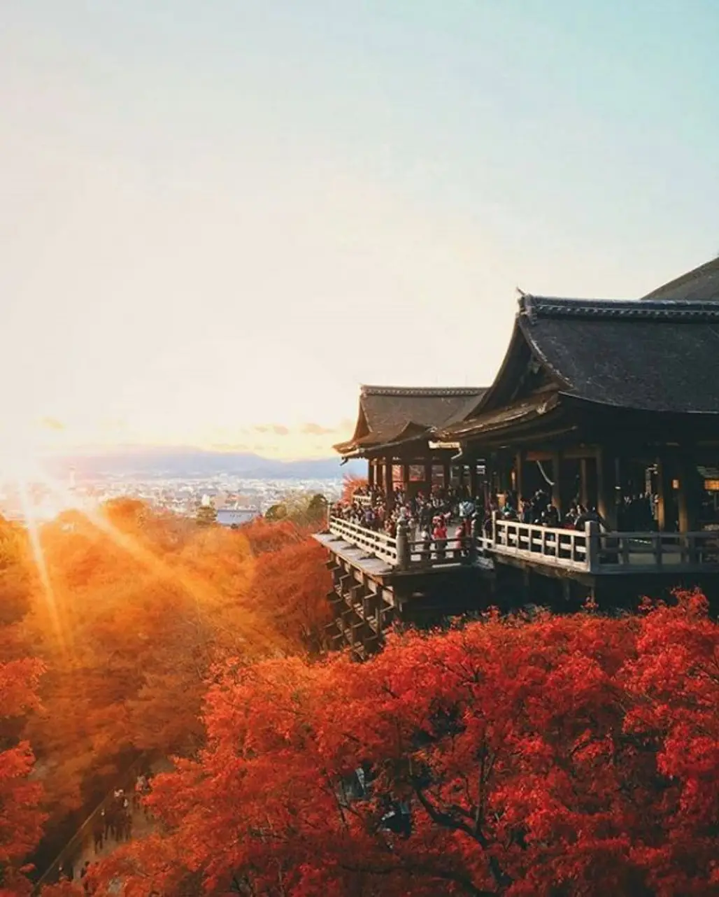 Kiyomizu-dera, Kiyomizu-dera, red, landscape, sea,