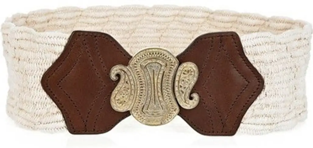 Etro Macramé Cotton and Leather Clasp Belt