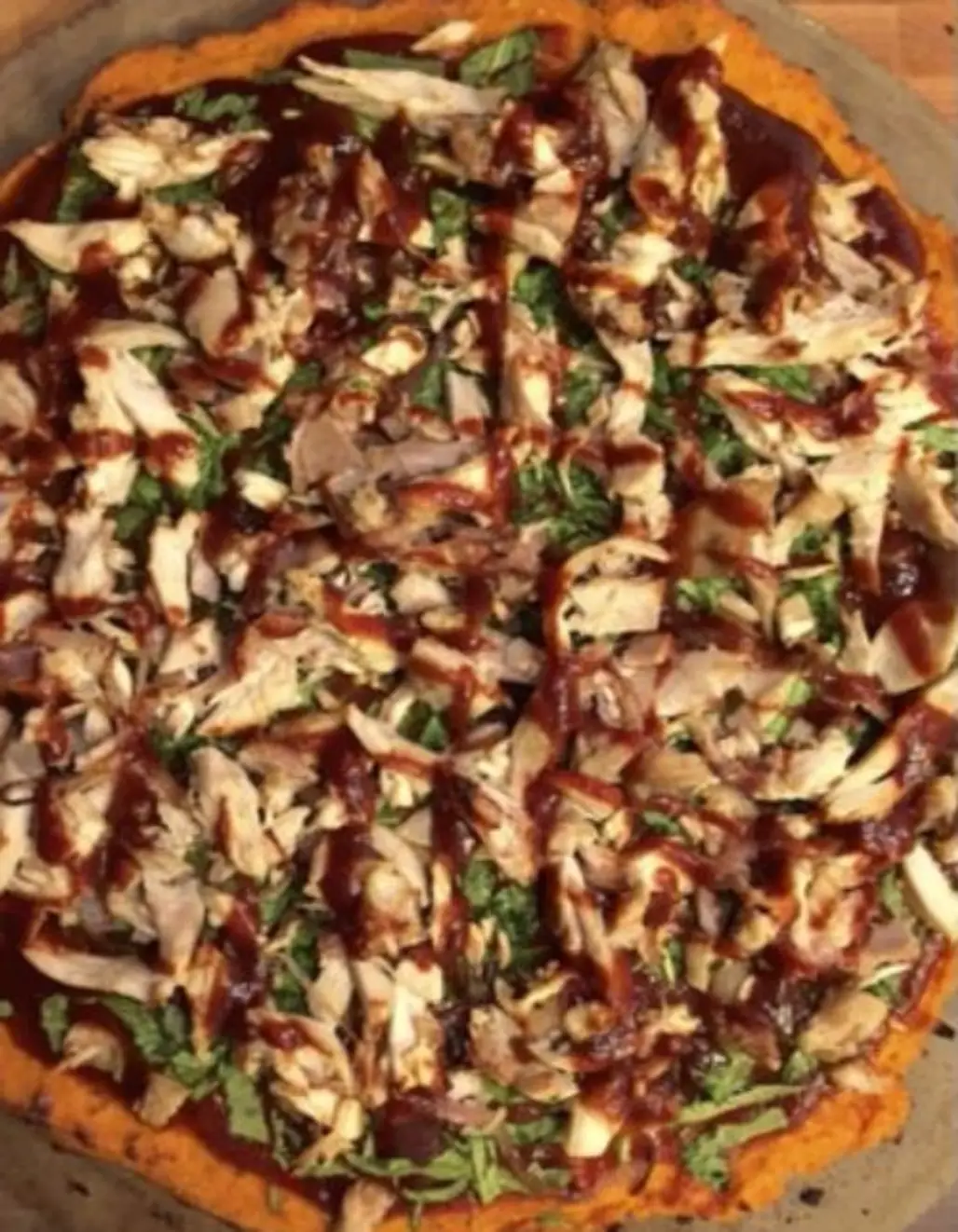 Barbecue Chicken Pizza with Sweet Potato Crust