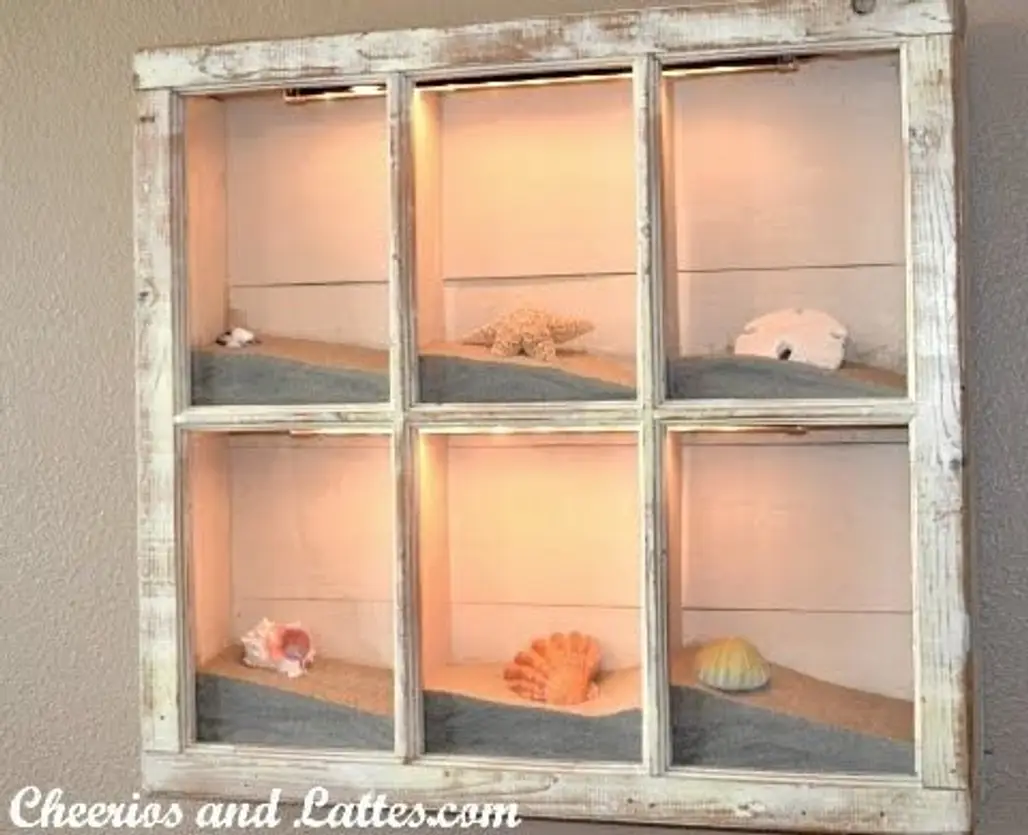 Fill an Old Frame with Some Sand and Shells and Add a Light