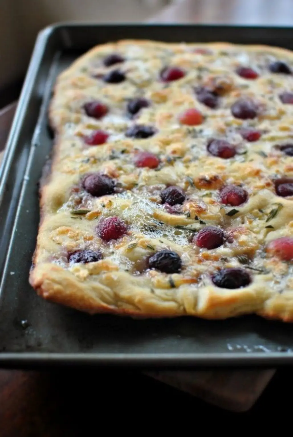 Roasted Red Grape, Brie and Rosemary Flatbread