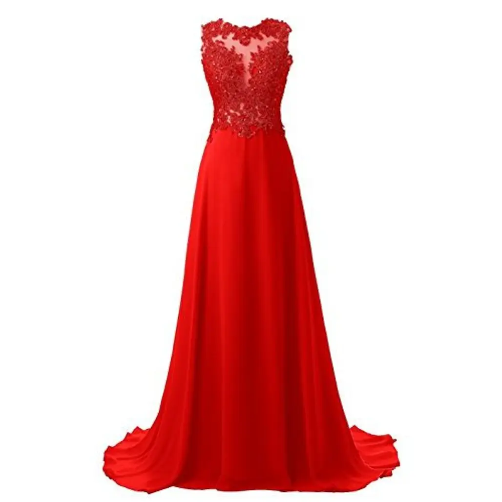 dress, gown, clothing, day dress, red,