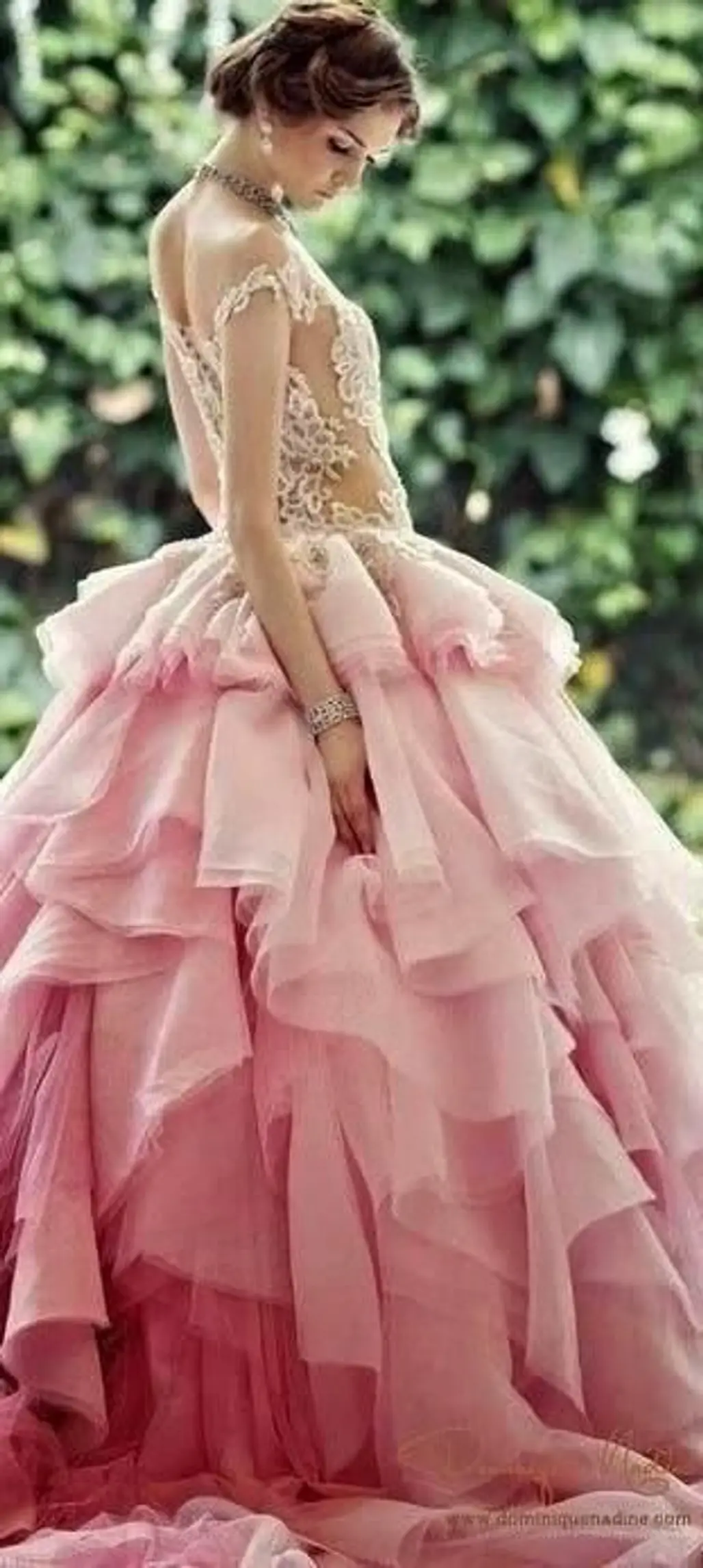 pink,wedding dress,dress,clothing,woman,