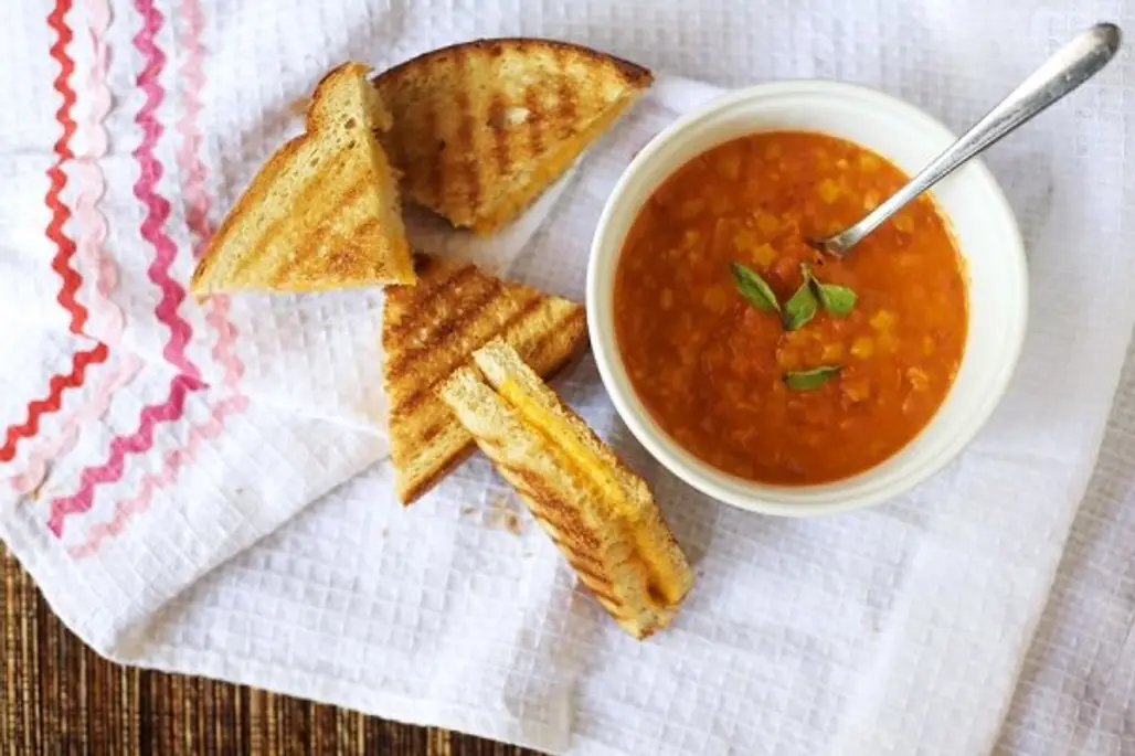 Tomato Soup and Grilled Cheese on Whole Grain Bread