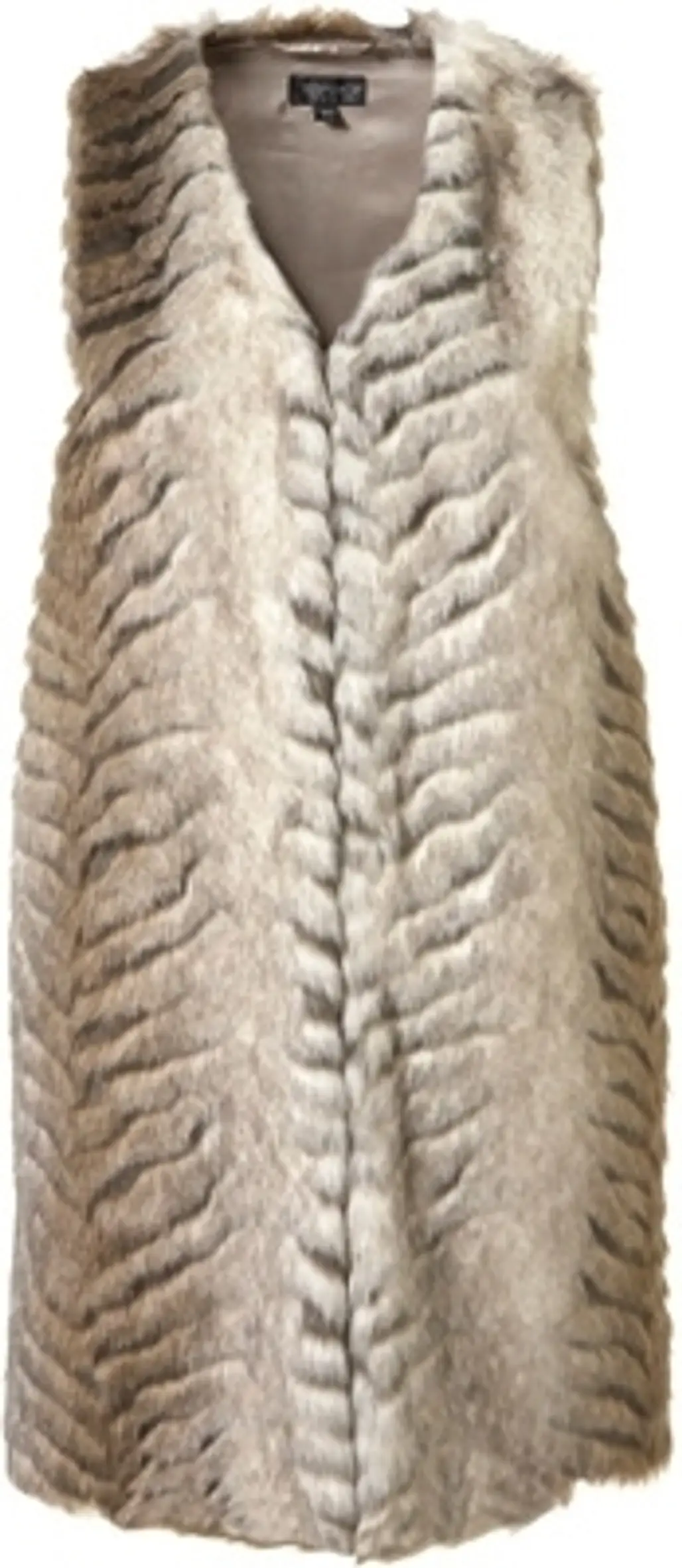 Topshop Longline Chevron Faux Fur Vest