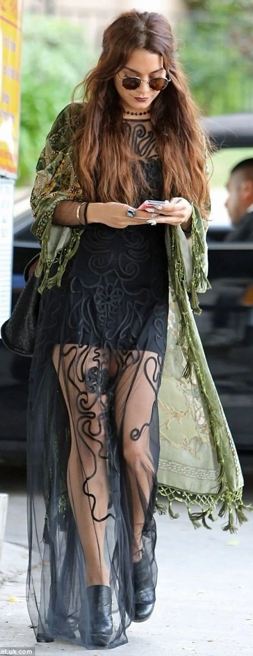 Black Maxi Hippie Dress and Long Kimono