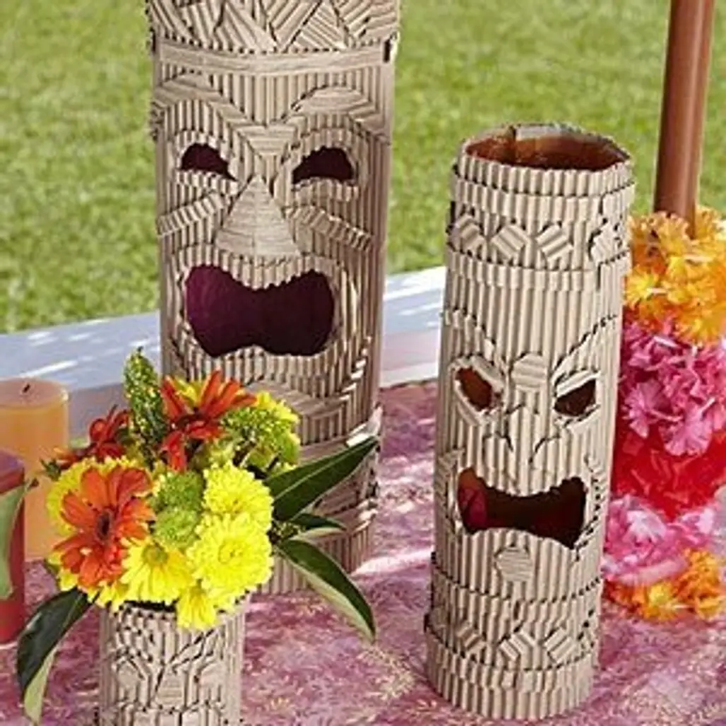 Corrugated Cardboard to Make Tiki Faces
