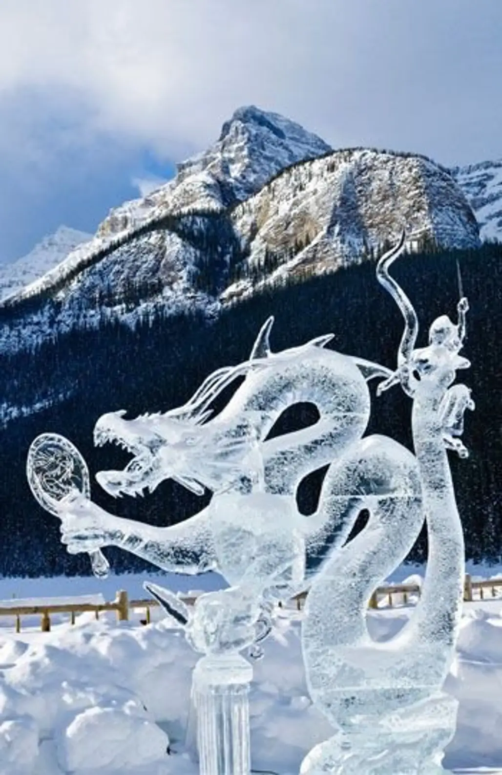 Ice Sculpture of Dragon, Ice Magic Festival, Banff National Park, Alberta, Canada
