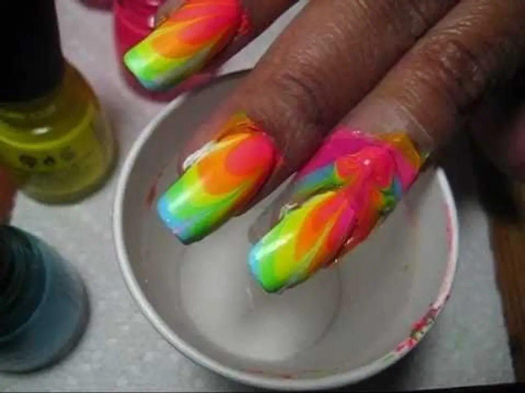 Neon Marble Nails
