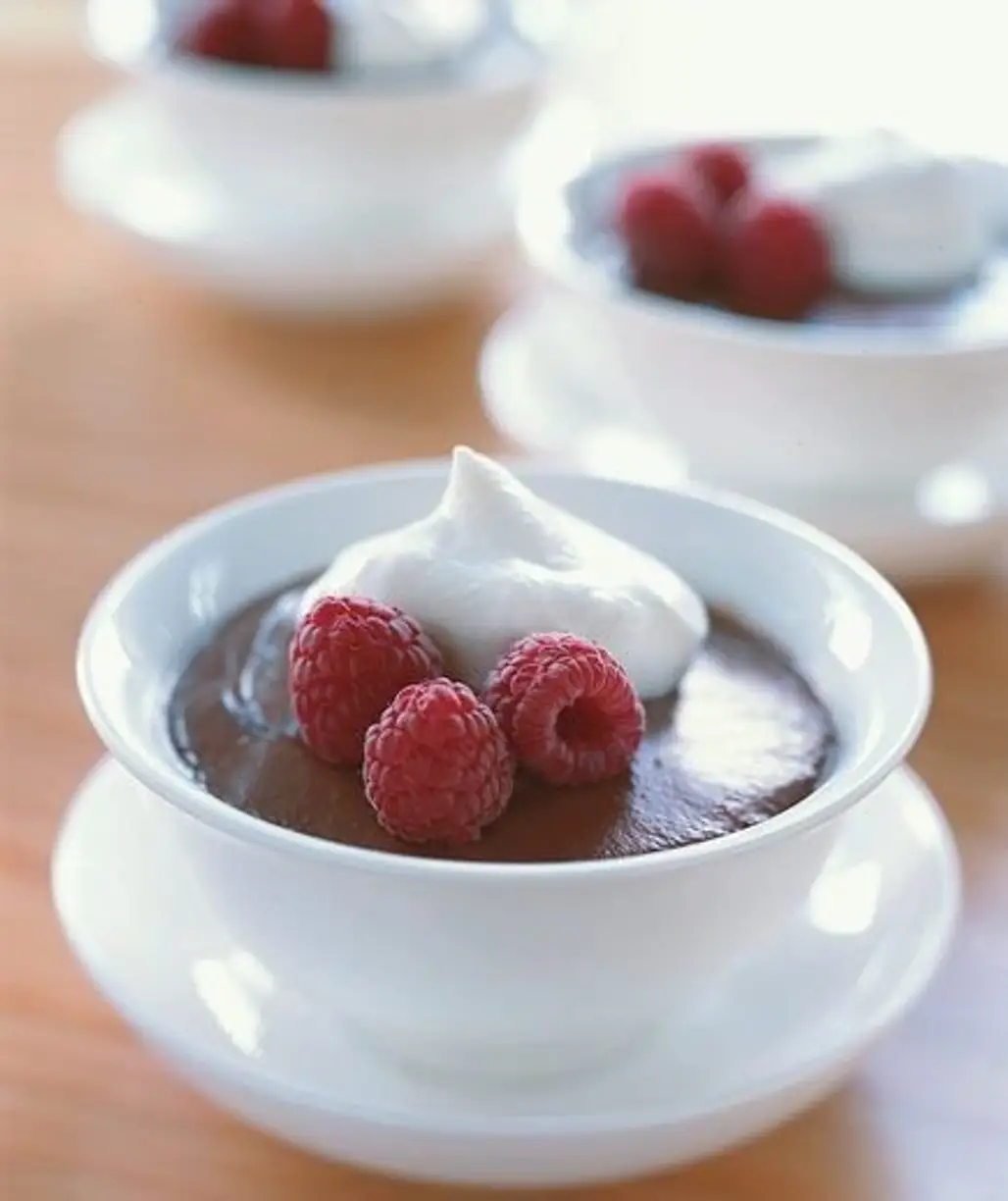 Chocolate Cinnamon Pudding with Raspberries