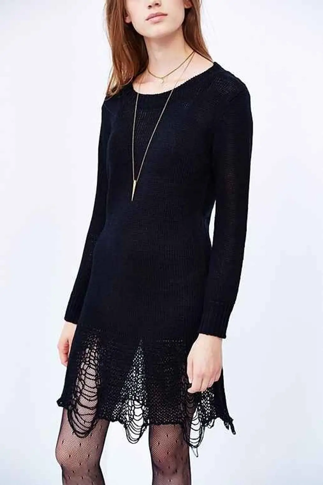 UNIF Loose Strings Sweater Mini Dress- Black