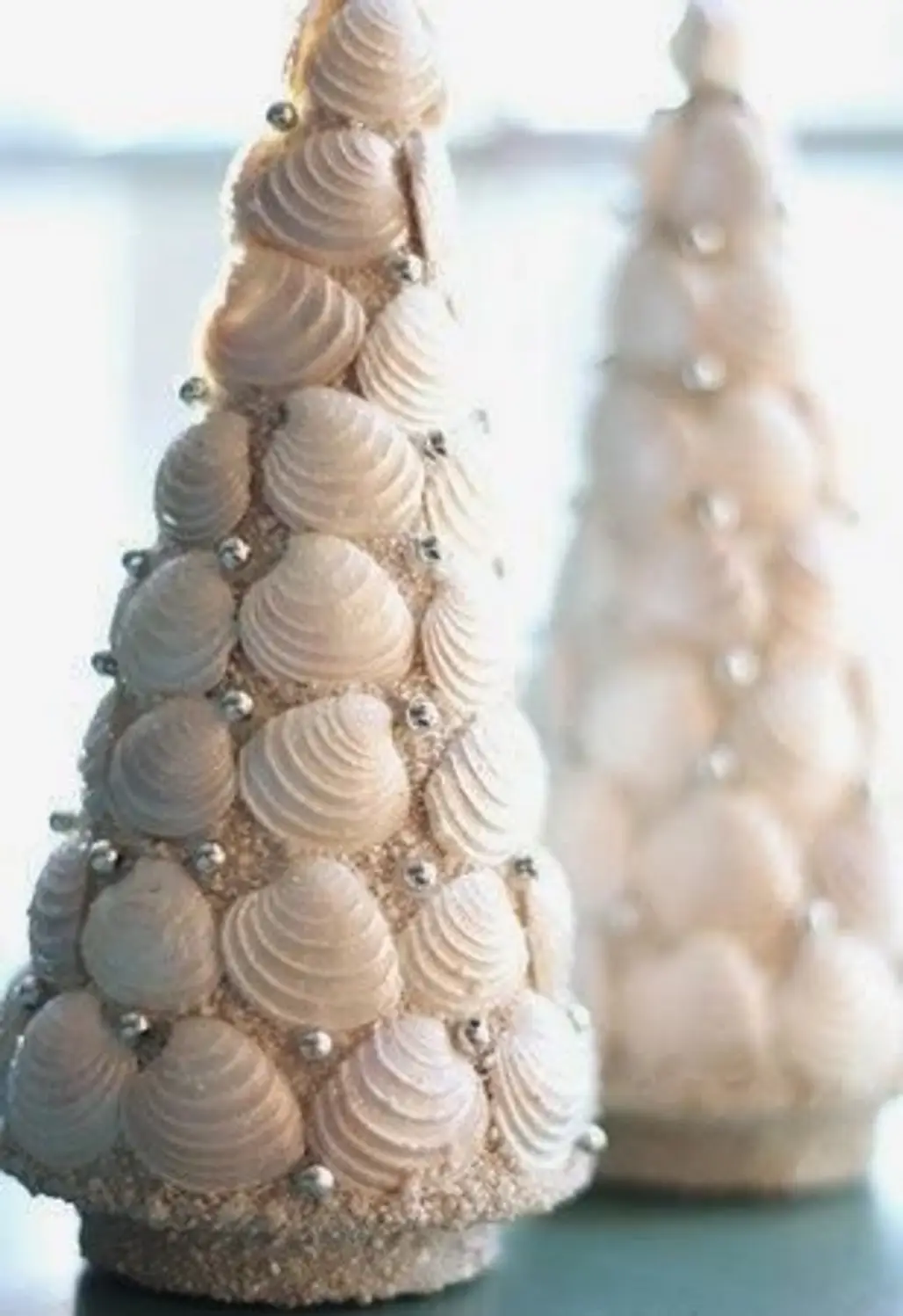 Sand Covered Seashell Cone Christmas Tree
