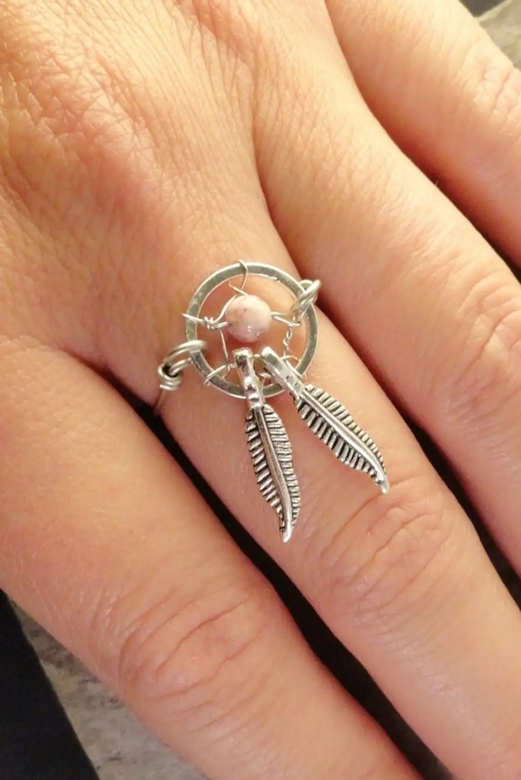 Pink Stone DreamCatcher Ring