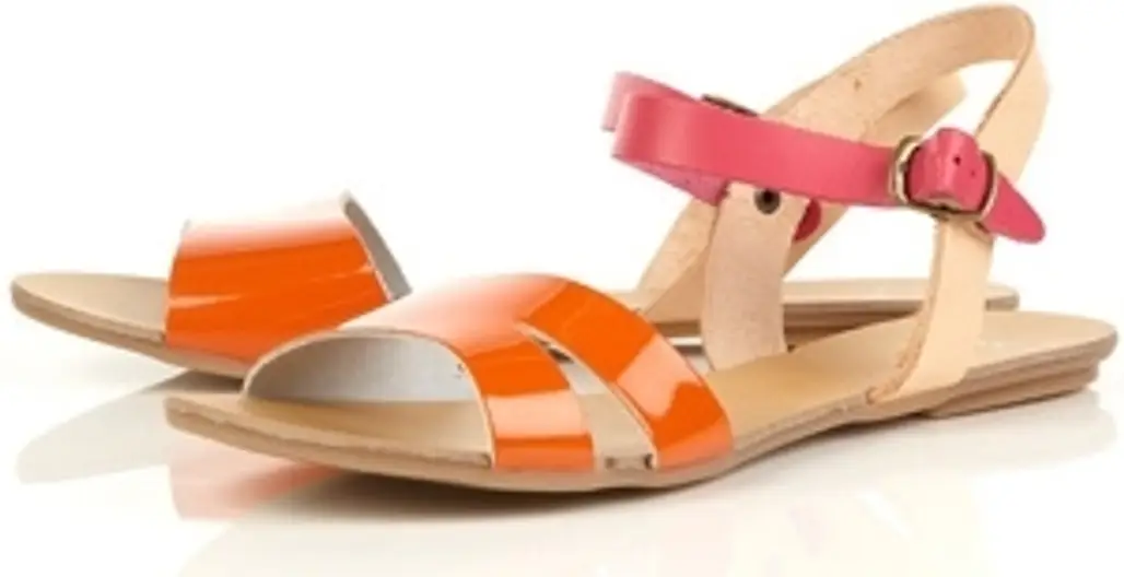 Topshop Heaven Orange Patent Ankle Strap Sandals
