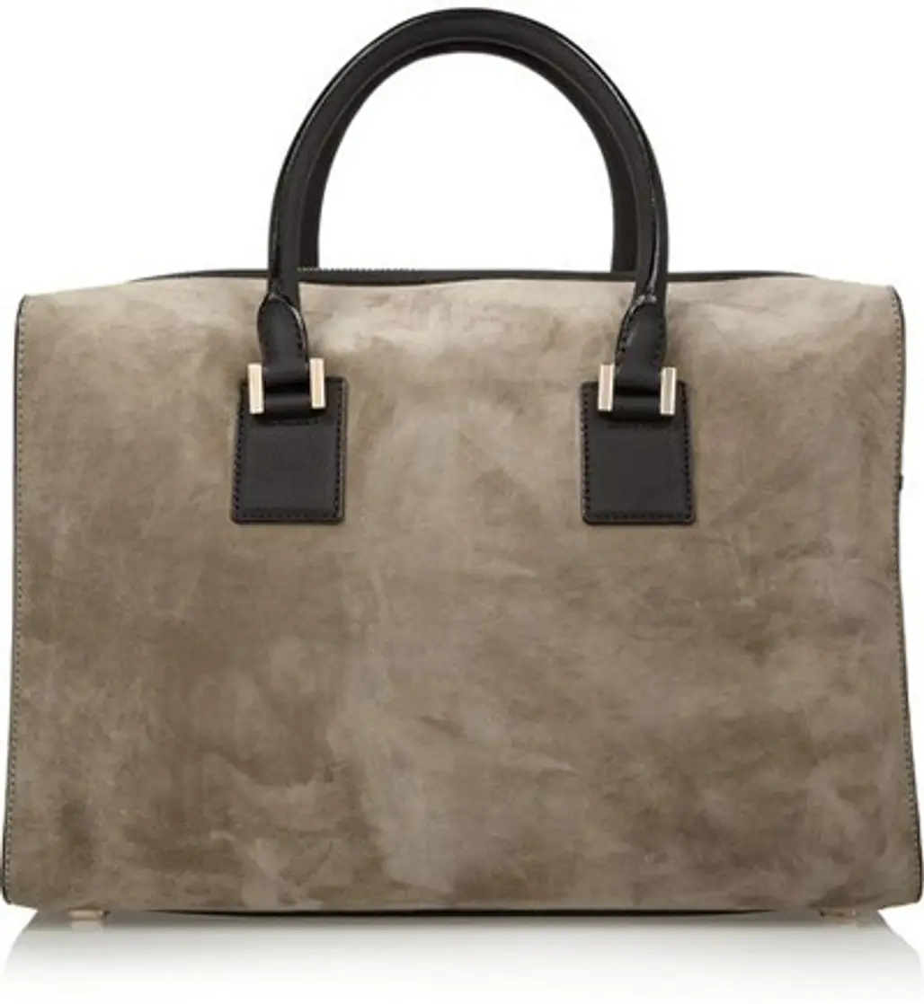 Victoria Leather-Trimmed Suede Tote