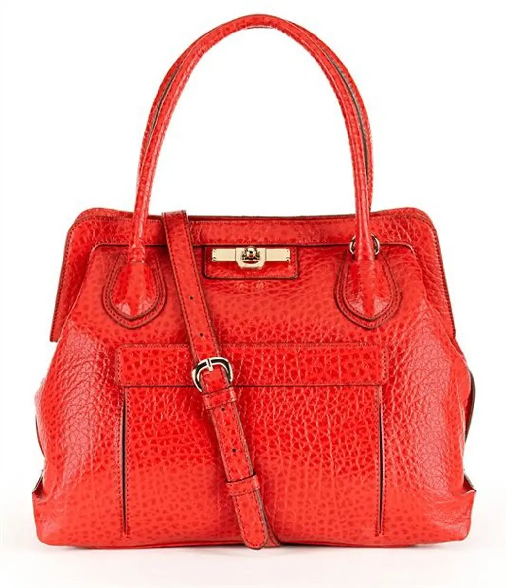 Red Pebbled Leather Doctor Bag
