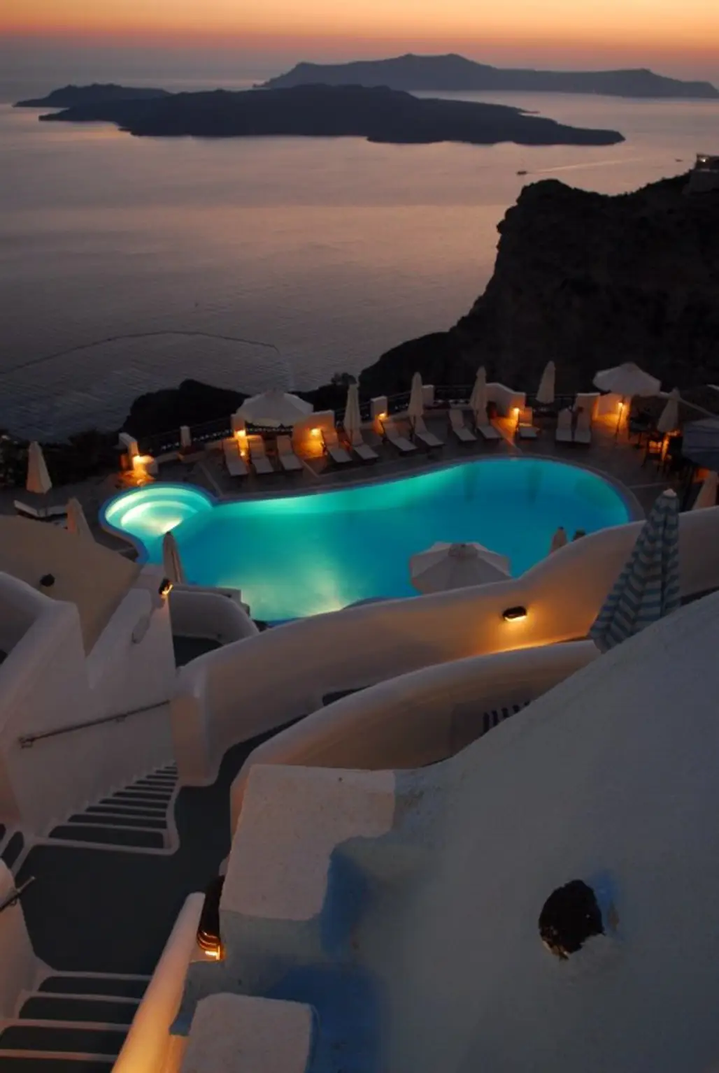 Sunset Pool in Santorini, Greece