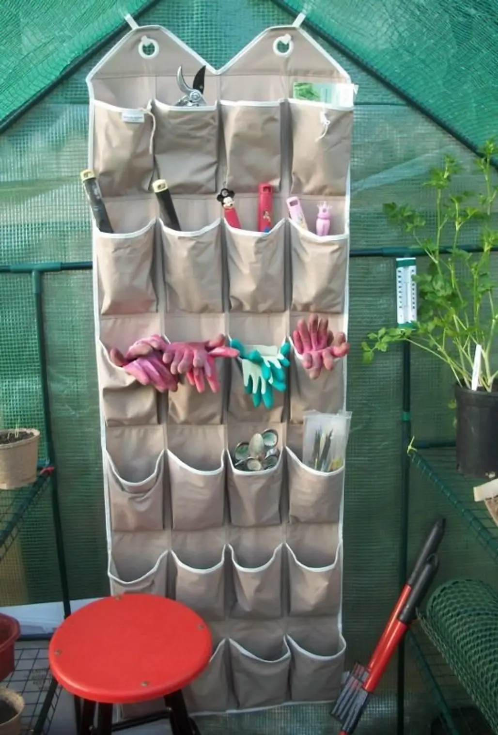 Reuse an Old Shoe Organizer to Store Small Gardening Tools