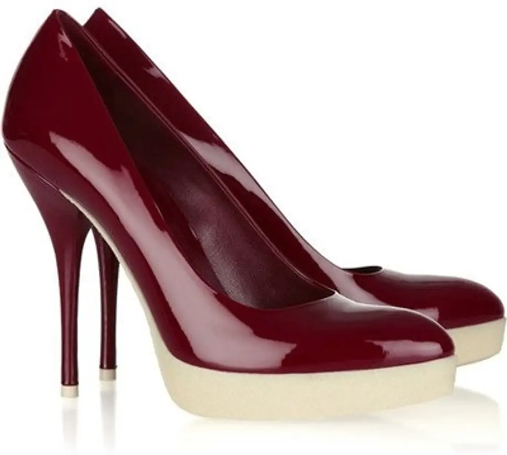 Gucci Pebbled-Rubber Patent-Leather Pumps
