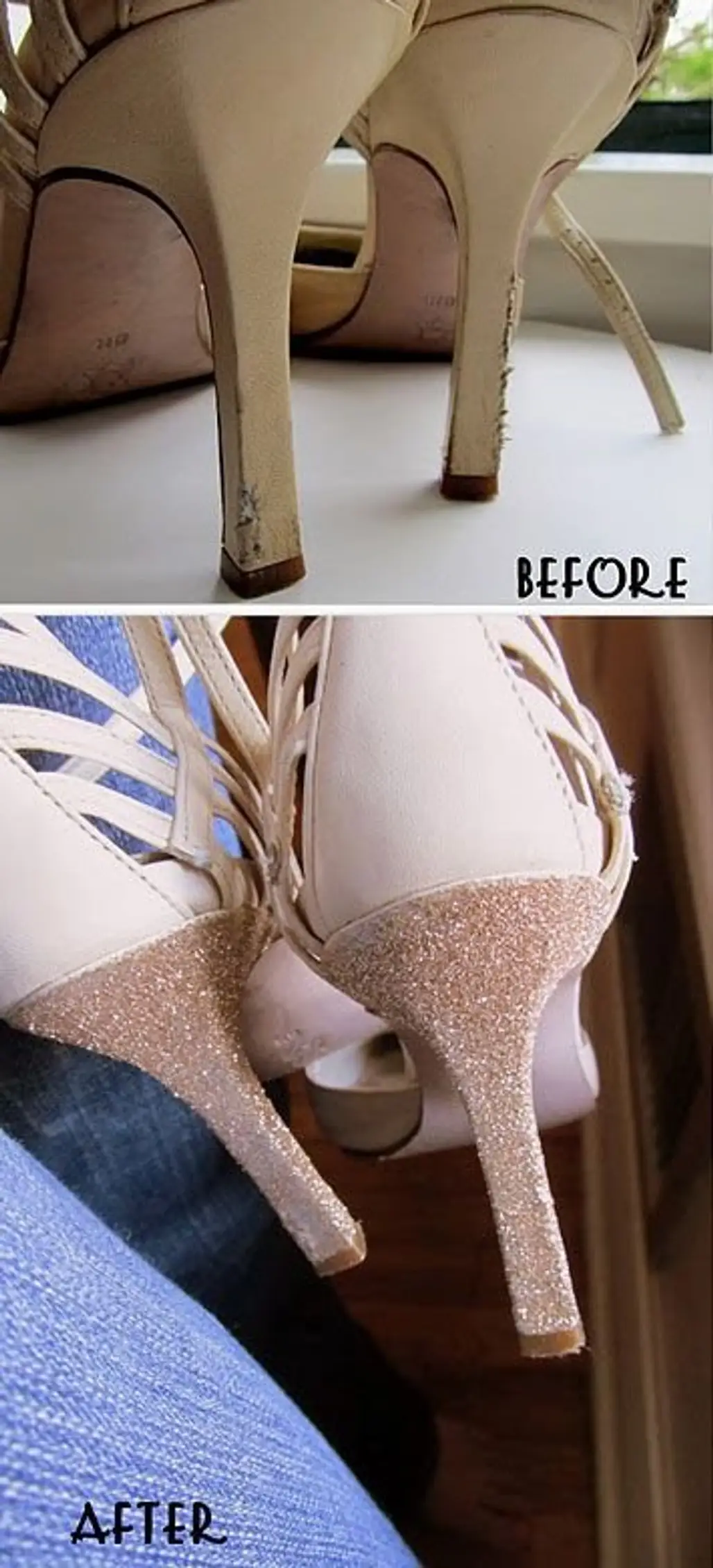 Use Glue and Glitter to Renovate Scuffed Heels