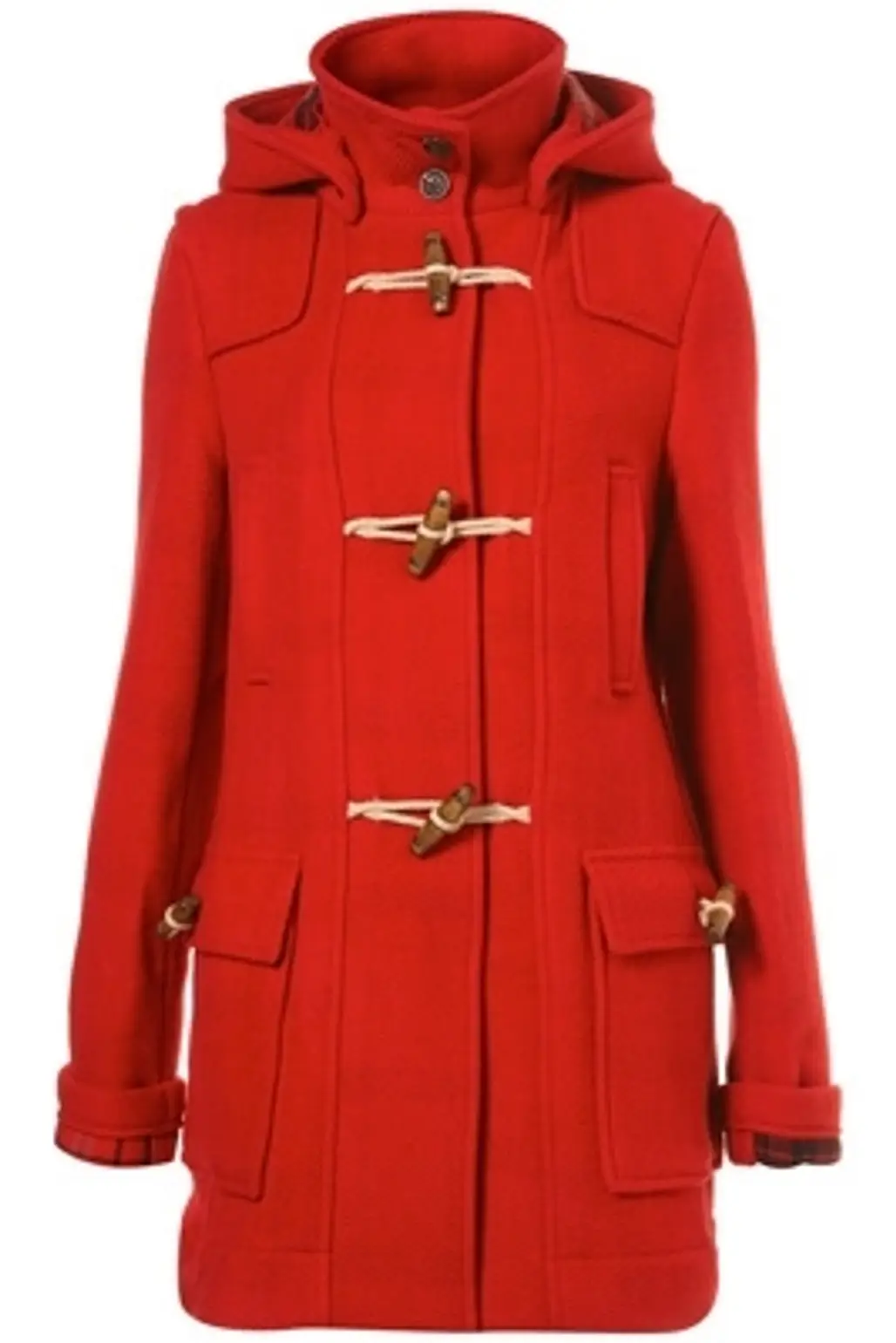 Topshop Red Bound Seamed Duffel Coat