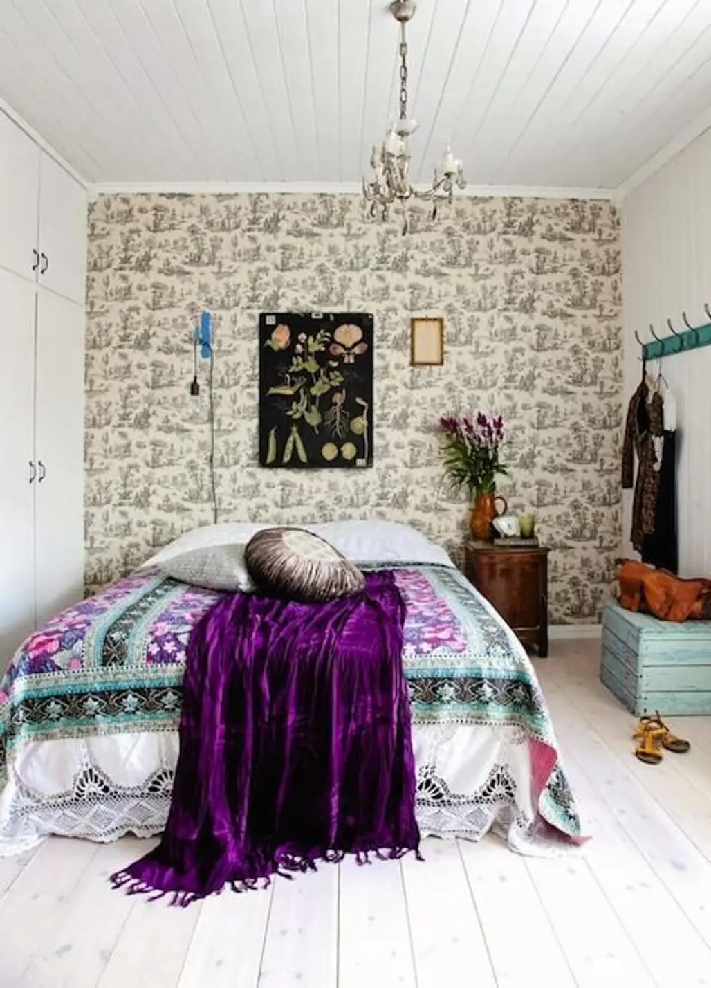 room, purple, bedroom, bed sheet, textile,