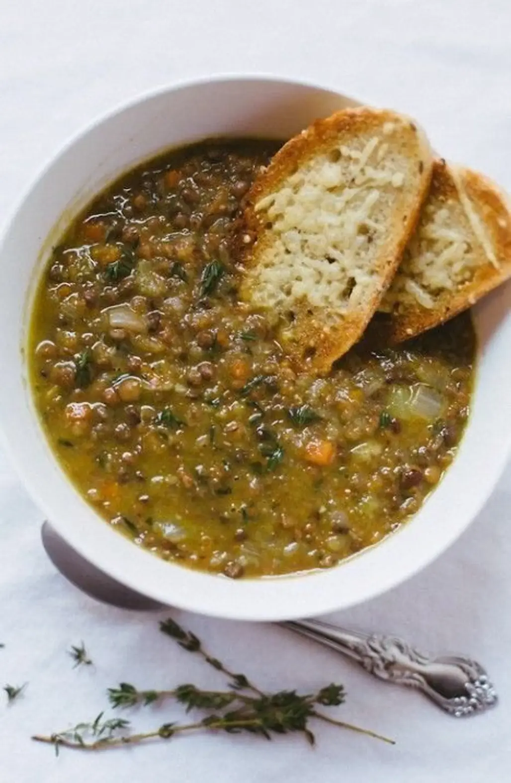 Lentil Soup with Bacon, Chicken Broth and Olive Oil