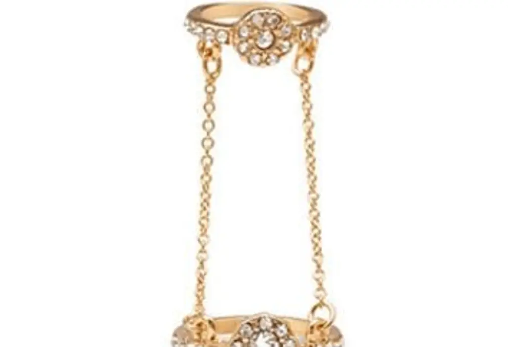 FOREVER 21 Chained Rhinestone Midi Ring Gold/Clear