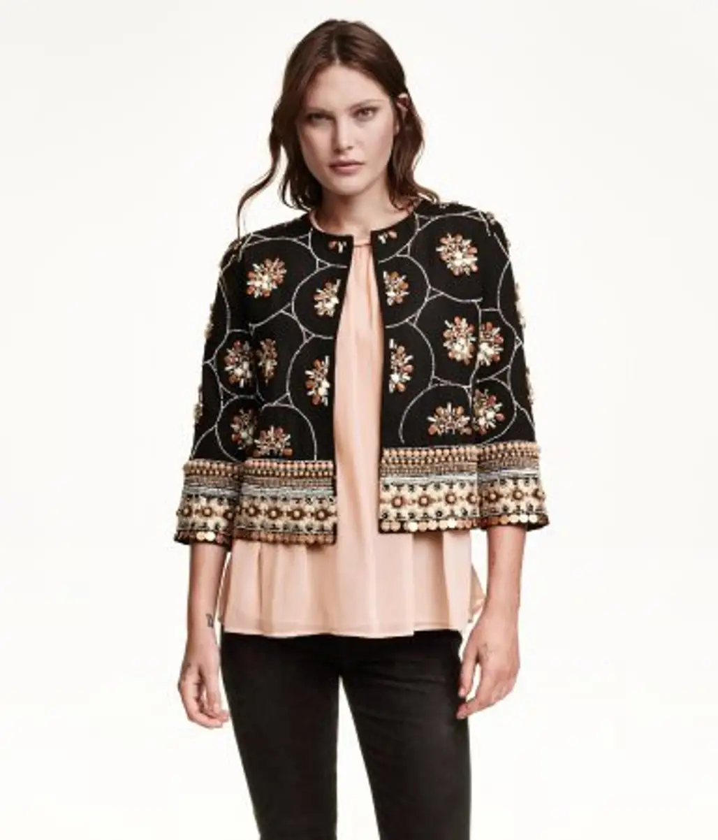 Black Jacket with Beaded Embroidery